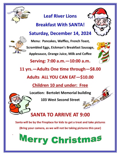 Leaf River IL Breakfast with Santa